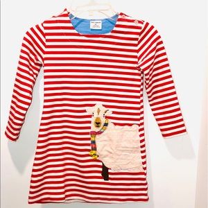 Girls long sleeve red and white striped dress
